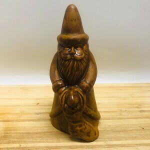 Vintage Brown Hand-painted Glazed Ceramic Santa Claus Christmas Figurine